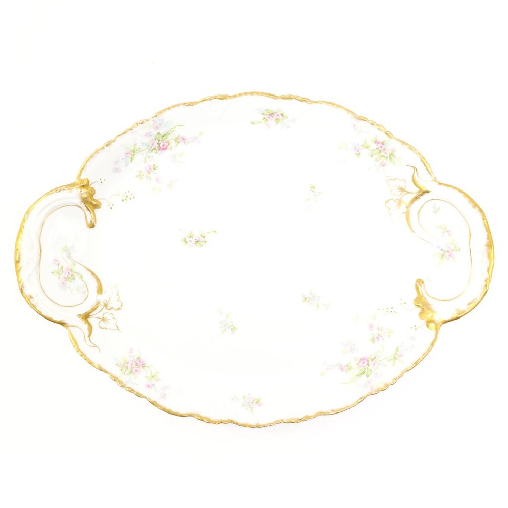 1903 Antique Theodore Haviland Limoges Floral & Gold Hand Painted 18" Platter
